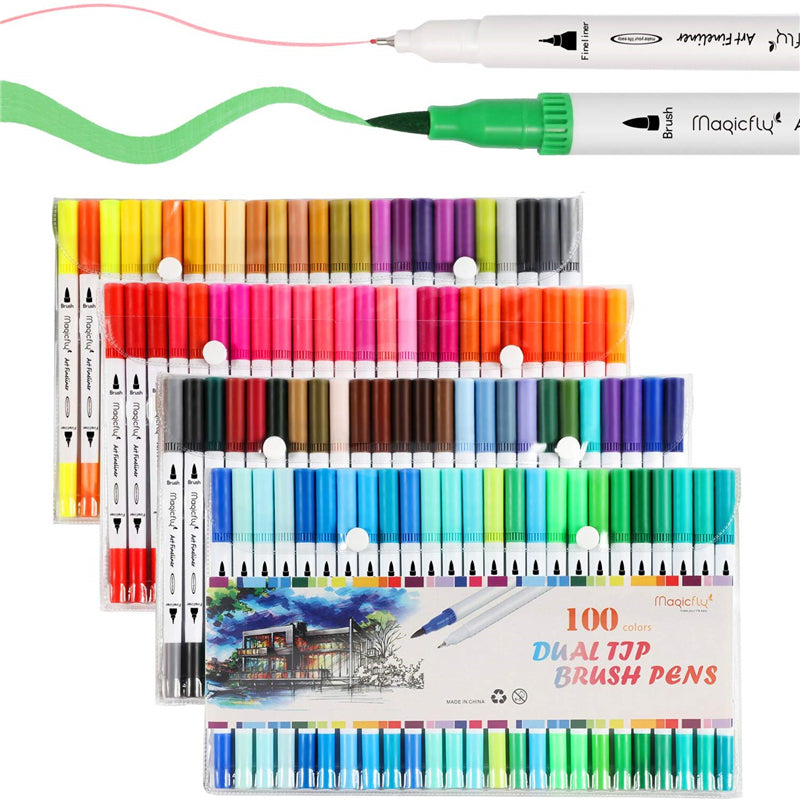 Vrouw Siësta Vertrek naar Dual Tip Brush Marker Pens, Tip 0.4 and Highlighters Brush Tip (1-2mm) –  Magicfly