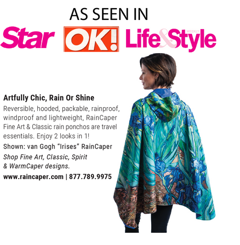 RainCaper van Gogh Irises rain and travel cape