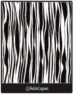 RainCaper Wavy Stripes design rendered in black & white as a page in an adult coloring book