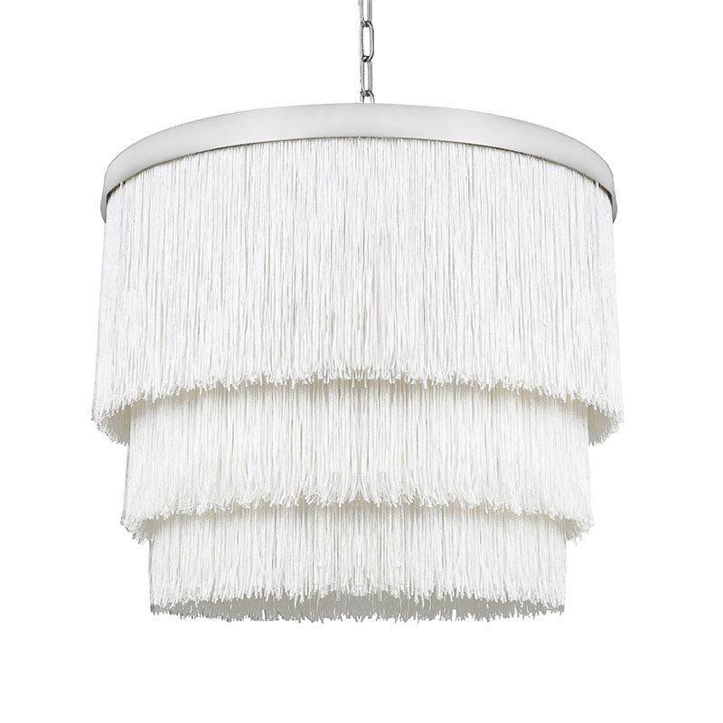 white fringe chandelier