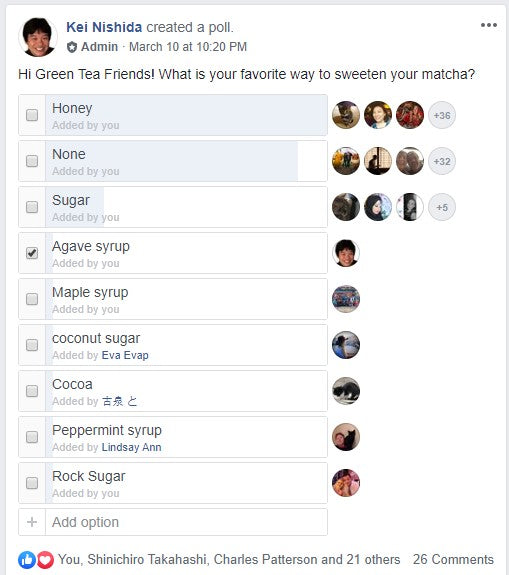 Facebook Group Poll - which sweeter do you like for tea