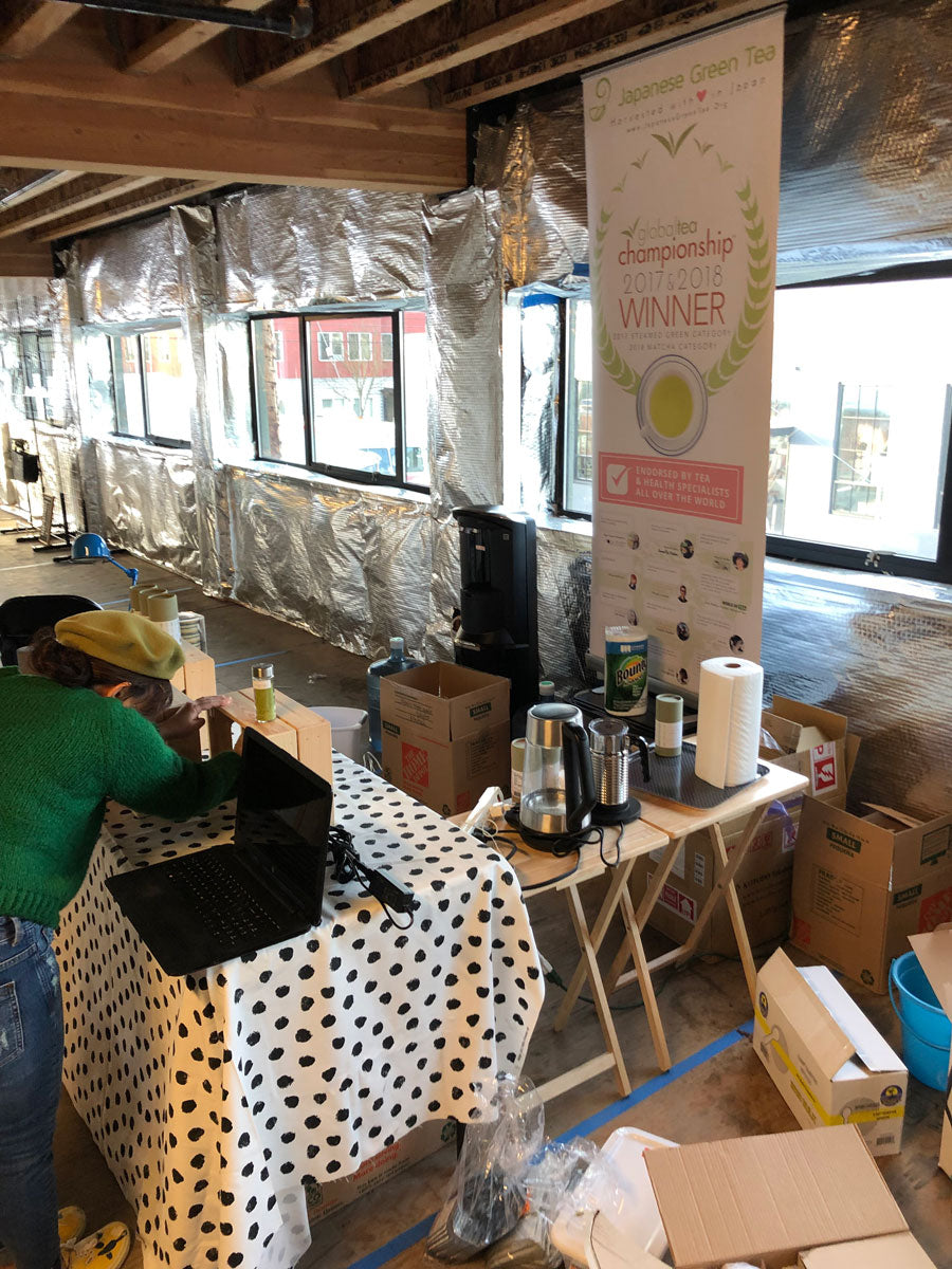 Setting up the Portland Night Market Booth - Japanese Green Tea Company