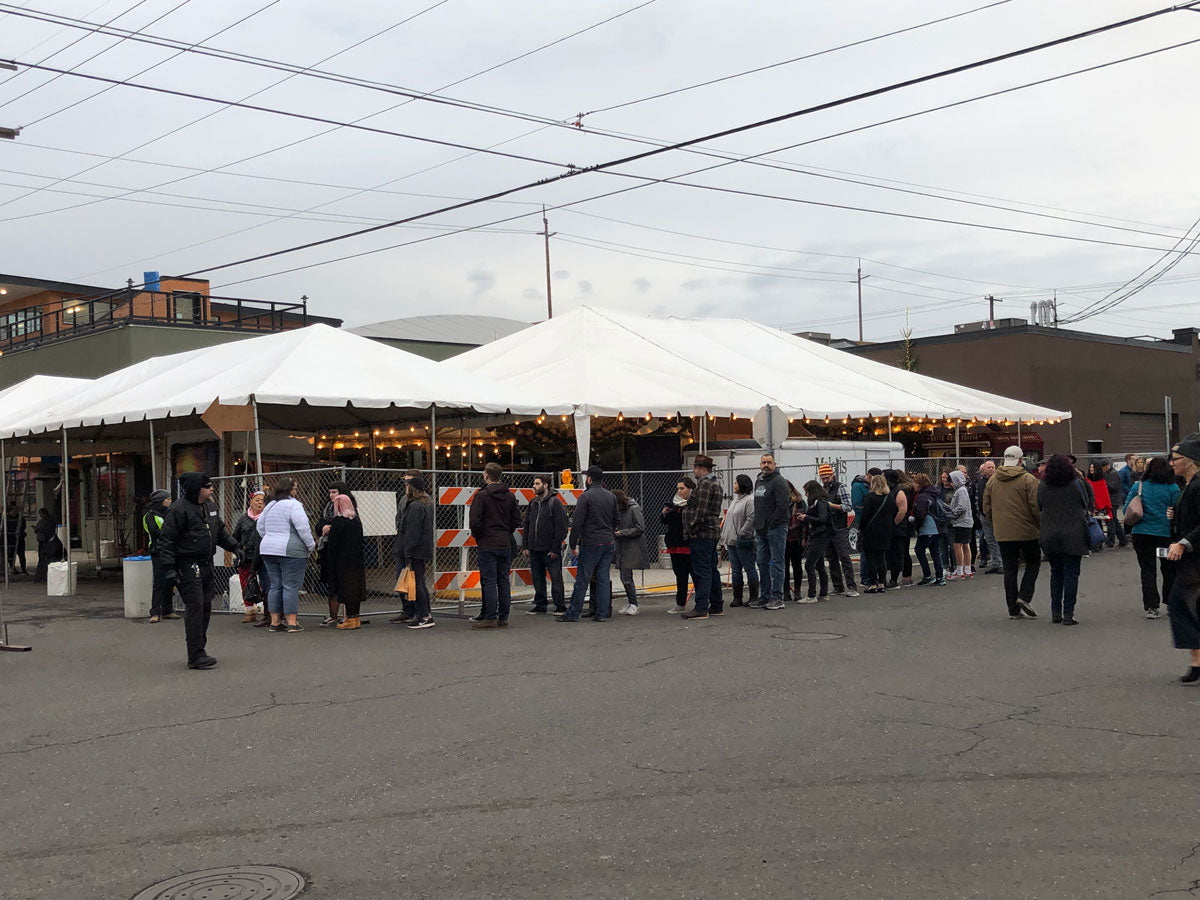 People lining up to get into Portland Night Market