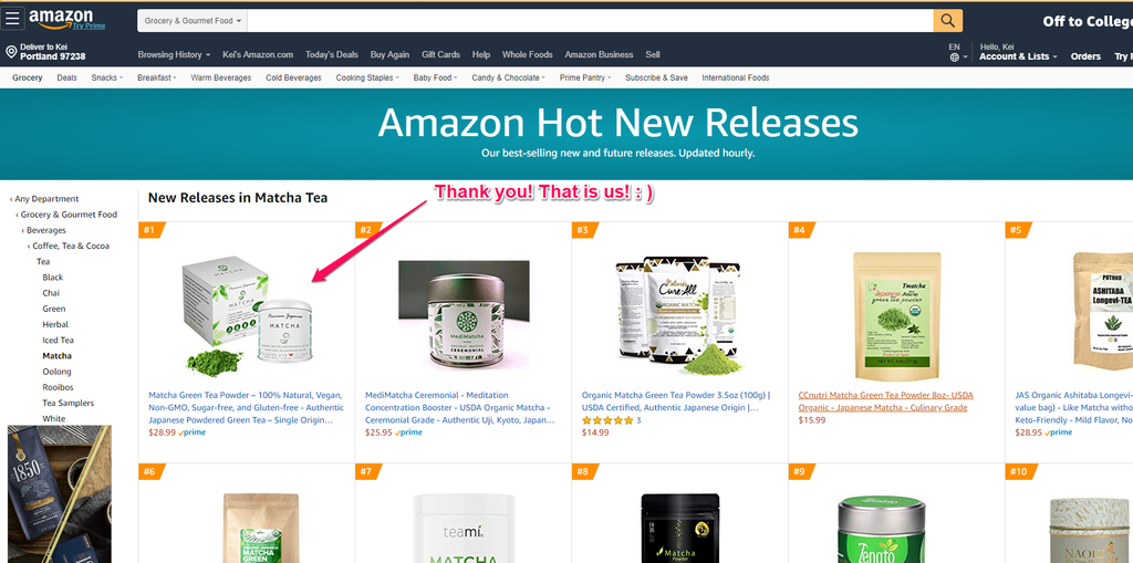 #1 New Release Matcha on Amazon