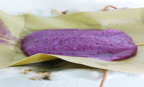 Purple Potato Mochi wrapped in Shell Ginger leaf