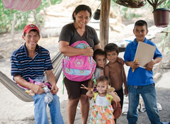 Cerro Negro family with the childrens new school supplies