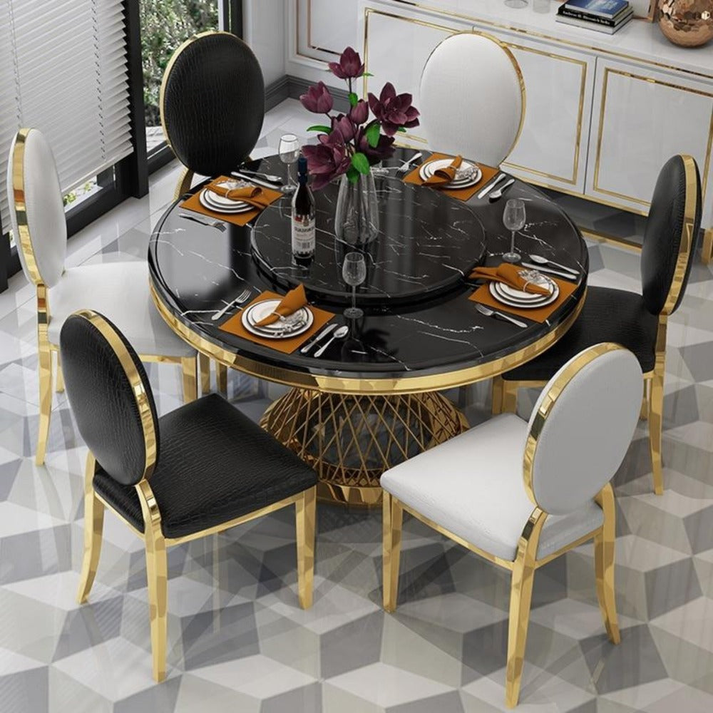 Minimalist Modern Marble Dining Table and 4 chairs – My Aashis