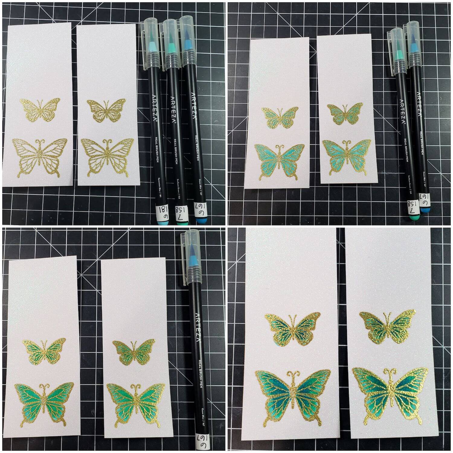 Coloring stamped butterflies