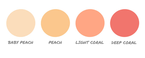 peach and coral color swatches