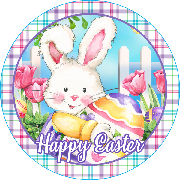 Details about   EASTER Happy Easter Wall Door Sign 18.5x5.5” Bunny Wreath Glitter NEW w/Tag! 