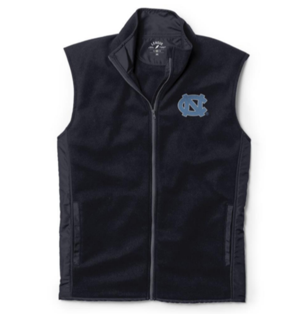 UNC Men's Fleece Vest - Navy Full Zip 