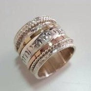 Elul | Rose Gold Wedding Band, Hammered Spinner Band, Hebrew Inscribed Spinner Ring