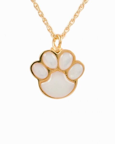 Gold Plated Mother of Pearl Paw Cremation Jewelry