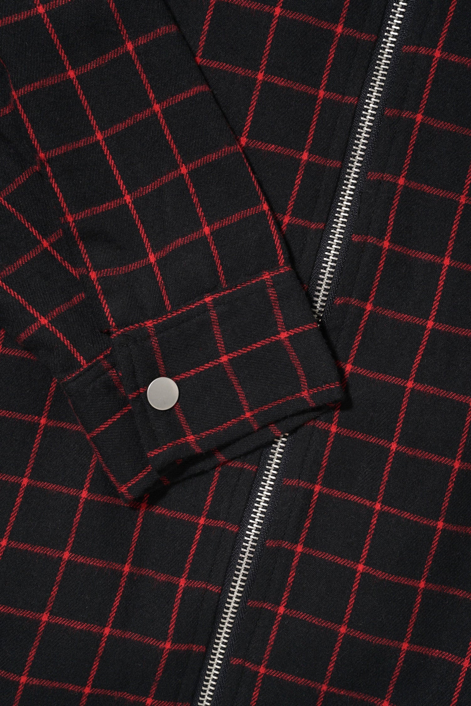 Grid Plaid Zip Jacket, Black / Red