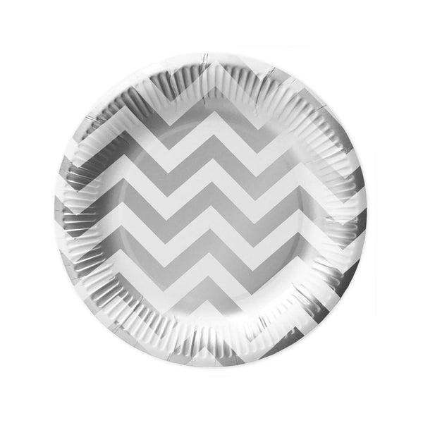black and silver paper plates