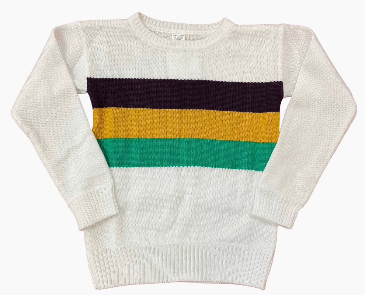 mardi gras sweater with pearls