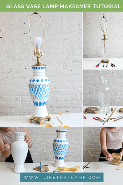 From Old and Boring to New and Pretty: Glass Lamp Makeover Tutorial - Read more at www.ilikethatlamp.com