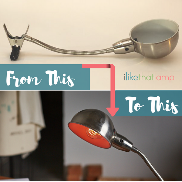 How to give a clip-on desk lamp a DIY makeover - Full Tutorial at www.ilikethatlamp.com