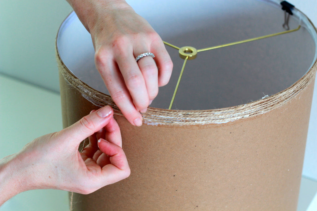 A Fall-Inspired Jute Twine Wrapped DIY Lampshade - Read more tips and tutorials on making DIY lampshades at www.ilikethatlamp.com