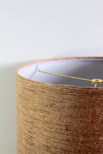 A Fall-Inspired Jute Twine Wrapped DIY Lampshade - Read more tips and tutorials on making DIY lampshades at www.ilikethatlamp.com