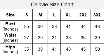Celavie Dress Size Chart