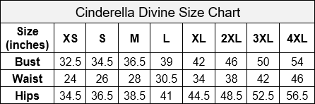 Cinderella Divine Size Chart #10
