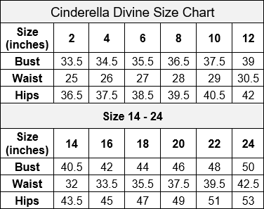 Cinderella Divine Size Chart #4