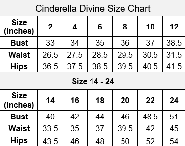 Cinderella Divine Size Chart #6