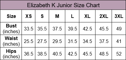 Elizabeth K Junior Size Chart