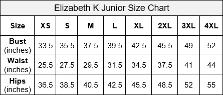 Elizabeth K New Junior Size Chart