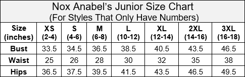 Nox Anabel Number Junior Size Chart