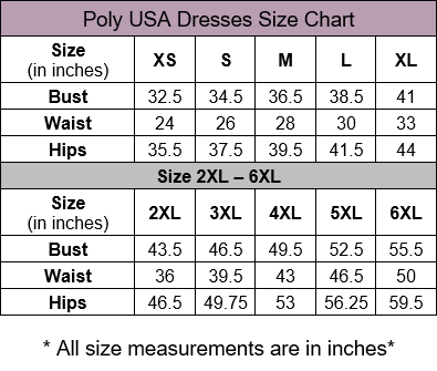 Poly USA Size Chart