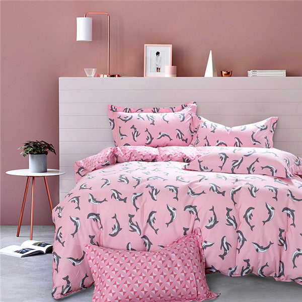 Beautiful Dolphin Bedding Set Available In Pink Blue 100 Cotton