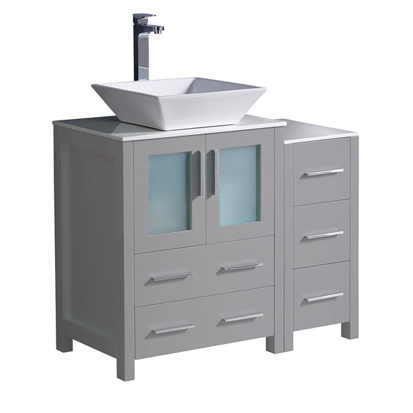 Fresca Torino 36 Gray Modern Bathroom Cabinets W Top Vessel Sink