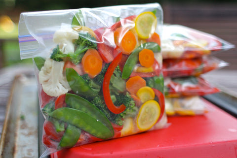 Portioned fruit & veg in freezer bags