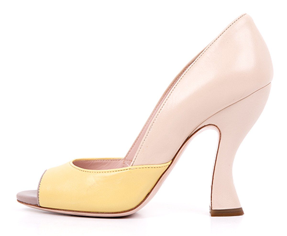 Miu Miu 36 Nude & Yellow Leather Peep Toe Ombre Heels – TBC