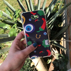 Case de celular @luacases com estampa Amuletos da Sorte Azul