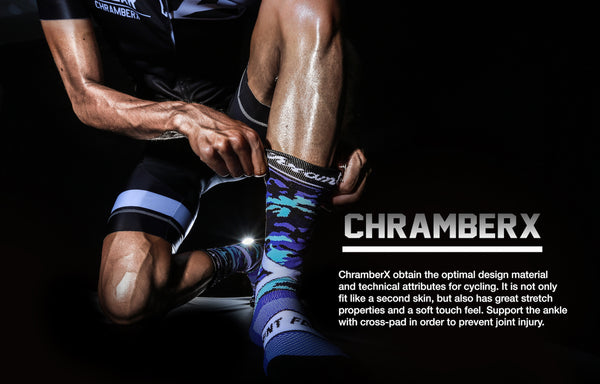 ChramberX obtain the optimal design material and technical attributes for cycling. It is not only fit like a second skin, but also has great stretch properties and a soft rouch feel. Support the ankle with cross-pad in order to prevent joint injury.