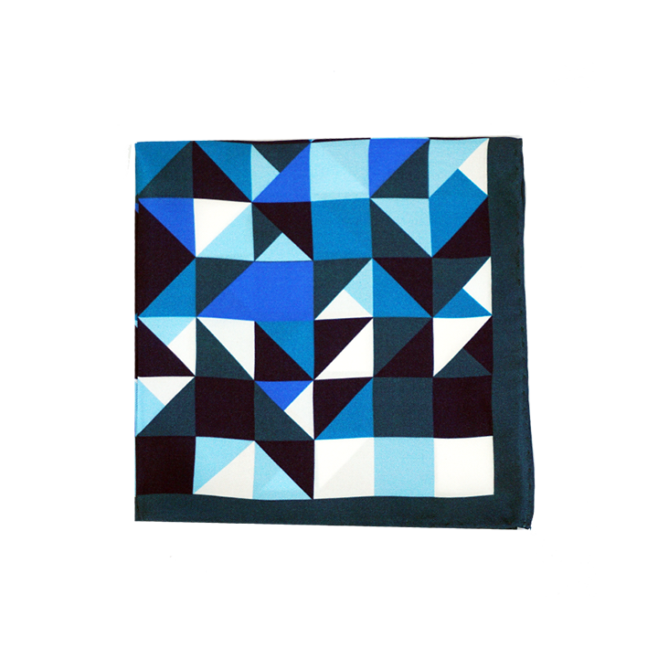 Blue Geometric Pocket Square