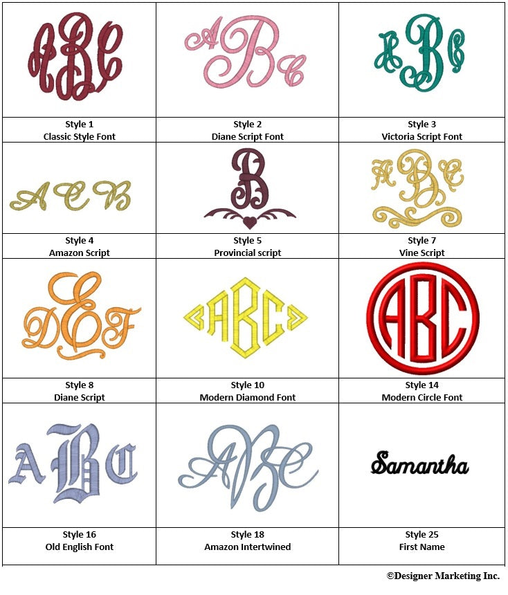 Designer Gifts Monogram Fonts for Tote Bags