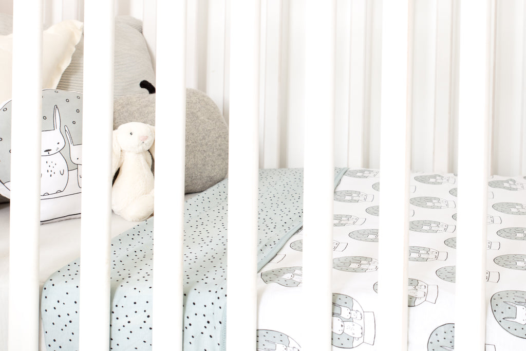 grey bunny blanket, baby nursery, bunny nursery 