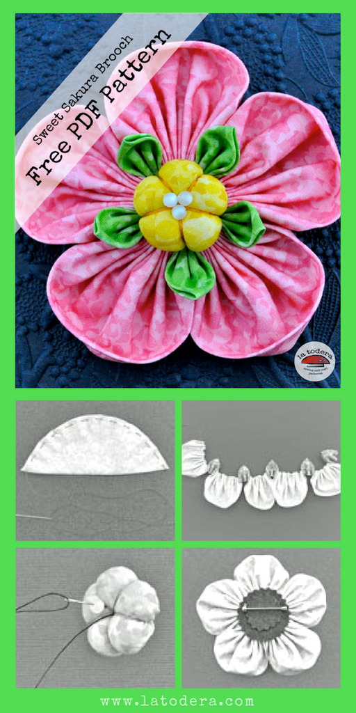 Free Fabric Flower Sewing Tutorial, PDF Fabric Cherry Blossom La Todera