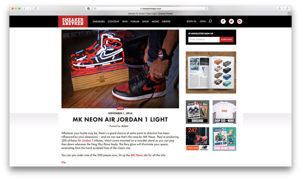 MK Neon Air Jordan 1 sneaker freaker