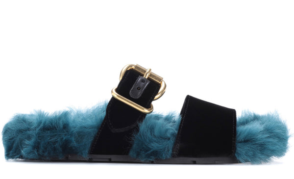 Prada Fur Velvet Sandals | Luxury 
