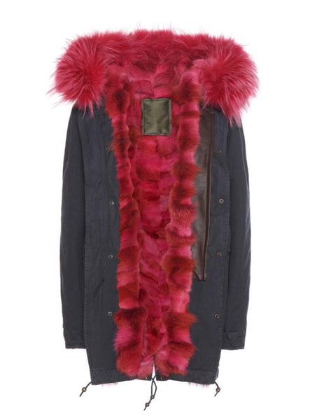 zijde Spuug uit Mount Bank Mr and Mrs Italy Parka Coyote Hot Pink Midi Parka | Luxury Fashion Clothing  and Accessories