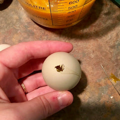 This is how big I make my bottom hole where the egg comes out.