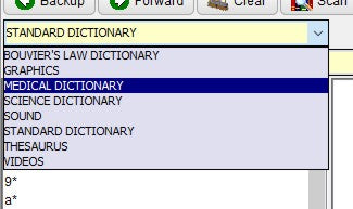 Inductel Microlibrary: contains a standard dictionary, a medical dictionary, a law dictionary, a science dictionary, and a dictionary of technology.