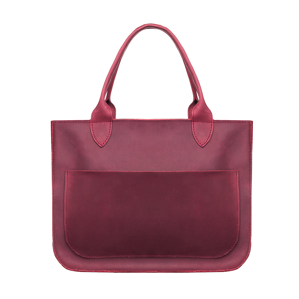 Plum leather tote bag - 1