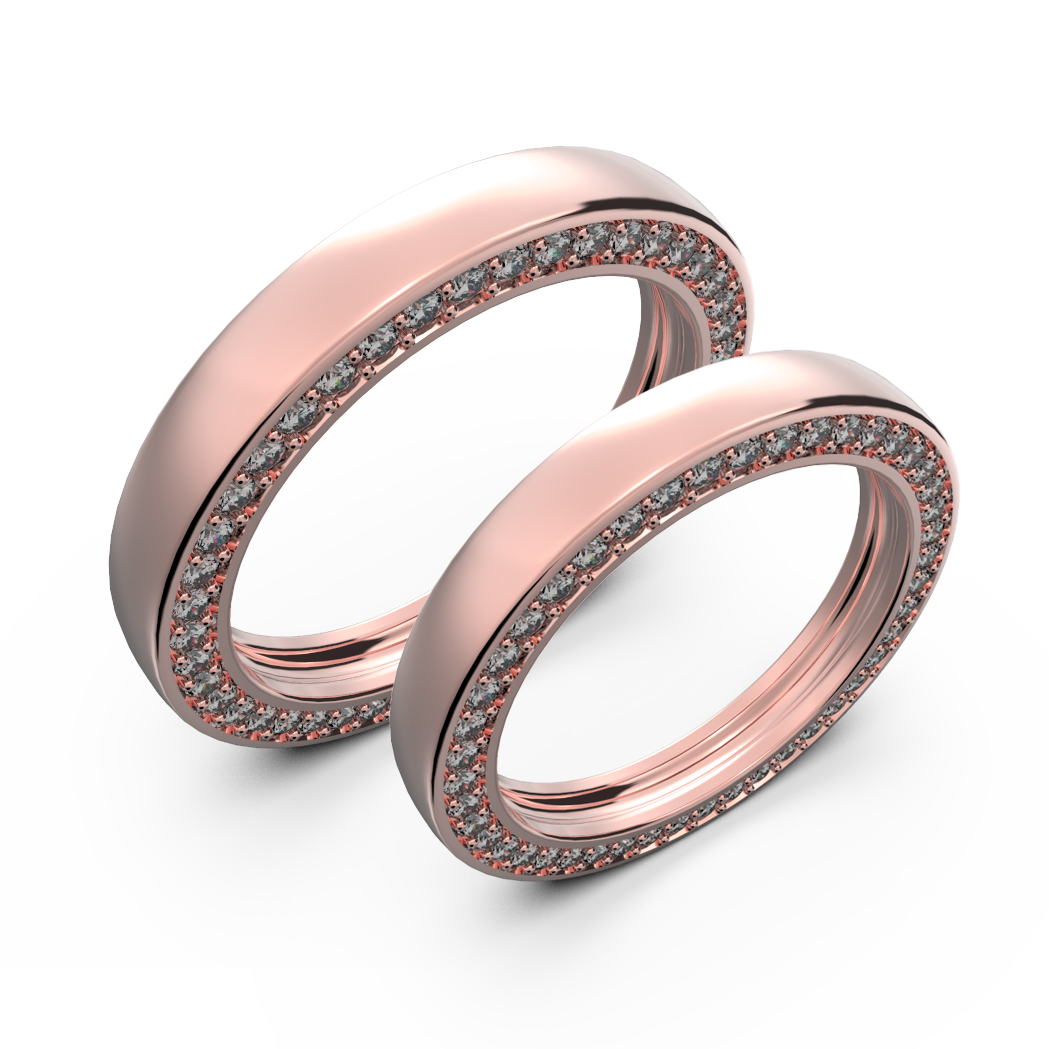 Diamond wedding band set in rose gold - 1