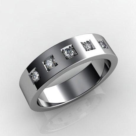 Gold diamond wedding band for him - 1